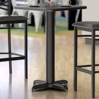 Lancaster Table & Seating Stamped Steel 22 inch x 22 inch Black 4 inch Counter Height Column Table Base with Leveling Table Feet
