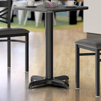 Lancaster Table & Seating Stamped Steel 22 inch x 22 inch Black 3 inch Standard Height Column Table Base with Leveling Table Feet