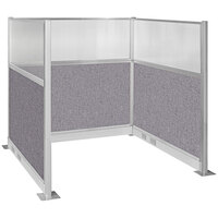 Versare Hush Panel 6' x 6' Cloud Gray U-Shape Cubicle with Window and Electric Channel