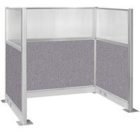 Versare Hush Panel 6' x 4' Cloud Gray U-Shape Cubicle with Window and Electric Channel