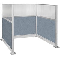 Versare Hush Panel 6' x 6' Powder Blue U-Shape Cubicle with Window and Electric Channel
