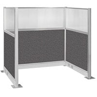 Versare Hush Panel 6' x 4' Charcoal Gray U-Shape Cubicle with Window and Electric Channel