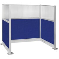 Versare Hush Panel 6' x 4' Royal Blue U-Shape Cubicle with Window and Electric Channel