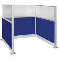 Versare Hush Panel 6' x 6' Royal Blue U-Shape Cubicle with Window and Electric Channel