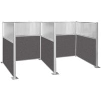 Versare Hush Panel 6' x 6' Charcoal Gray H/W-Shape Double Cubicle with Window