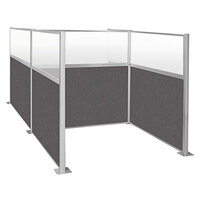 Versare Hush Panel 6' x 6' Charcoal Gray H/W-Shape Double Cubicle with Window