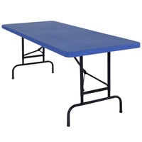 NPS Adjustable Folding Table, 30 inch x 72 inch Plastic, Blue - BTA-3072-04