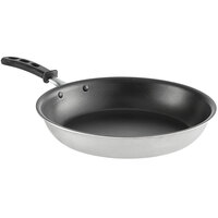 Vollrath 69112 Tribute 12 inch Tri-Ply Stainless Steel Non-Stick Fry Pan with CeramiGuard II Coating and Black TriVent Silicone Handle