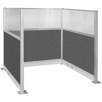 Versare Hush Panel 6' x 6' Charcoal Gray U-Shape Cubicle with Window and Electric Channel