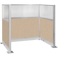Versare Hush Panel 6' x 4' Beige U-Shape Cubicle with Window and Electric Channel
