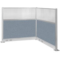 Versare Hush Panel 6' x 6' Powder Blue L-Shape Cubicle with Window and Electric Channel