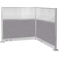 Versare Hush Panel 6' x 6' Cloud Gray L-Shape Cubicle with Window and Electric Channel