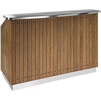 Lakeside 76511 Chalet 72 inch Stainless Steel Portable Bar with Wood Slat Exterior and 50 lb. Ice Bin