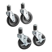 Regency 5" Heavy Duty Swivel Stem Casters for Work Tables and Equipment Stands - 4/Set
