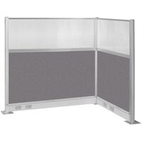 Versare Hush Panel 6' x 4' Slate L-Shape Cubicle with Window and Electric Channel