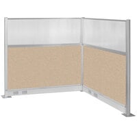 Versare Hush Panel 6' x 6' Beige L-Shape Cubicle with Window and Electric Channel