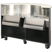 Lakeside 76811 70 1/4 inch Curved Portable Bar with Laminate Finish, 2 Removable 7-Bottle Speed Rails, and 40 lb. Ice Bin