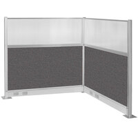 Versare Hush Panel 6' x 6' Charcoal Gray L-Shape Cubicle with Window and Electric Channel