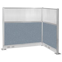 Versare Hush Panel 6' x 4' Powder Blue L-Shape Cubicle with Window and Electric Channel