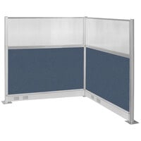 Versare Hush Panel 6' x 4' Ocean L-Shape Cubicle with Window and Electric Channel