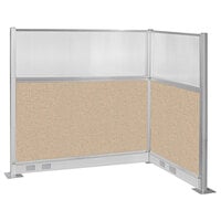 Versare Hush Panel 6' x 4' Beige L-Shape Cubicle with Window and Electric Channel