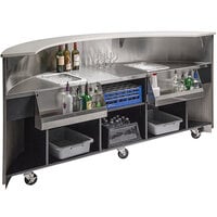Lakeside 76814 90 inch Curved Portable Bar with Laminate Finish, 2 Removable 7-Bottle Speed Rails, and 40 lb. Ice Bin