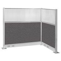 Versare Hush Panel 6' x 4' Charcoal Gray L-Shape Cubicle with Window and Electric Channel