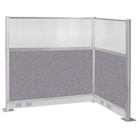 Versare Hush Panel 6' x 4' Cloud Gray L-Shape Cubicle with Window and Electric Channel