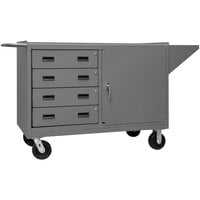 Durham Mfg 24 1/4" x 66 1/8" 1 Door 1 Shelf Mobile Steel Top Workstation with 4 Drawers 3401-95