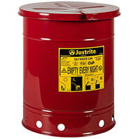 Justrite 10 Gallon Red Oily Waste Can