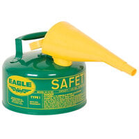 Eagle Manufacturing 1 Gallon Type I Green Steel Oil Safety Can with Flame Arrester and Funnel UI10FSG