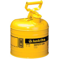 Justrite 2 Gallon Type I Yellow Steel Diesel Safety Can with Flame Arrester 7120200