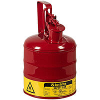 Justrite 1 Gallon Type I Red Steel Gas / Flammables Safety Can with Trigger Handle and Flame Arrester 10301