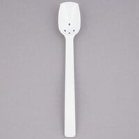 10" White Polycarbonate .75 oz. Perforated Salad Bar / Buffet Spoon