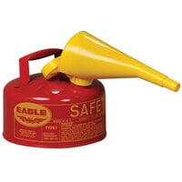 Eagle Manufacturing 1 Gallon Type I Red Steel Gas / Flammables Safety Can with Flame Arrester and Funnel UI10FS