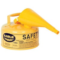 Eagle Manufacturing 1 Gallon Type I Yellow Steel Diesel Safety Can with Flame Arrester and Funnel UI10FSY