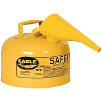 Eagle Manufacturing 2.5 Gallon Type I Yellow Steel Diesel Safety Can with Flame Arrester and Funnel UI25FSY