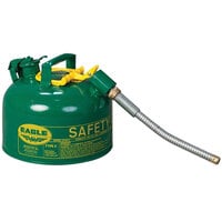 Eagle Manufacturing 2.5 Gallon Type II Green Steel Oil Safety Can with 5/8 inch Diameter Metal Hose and Flame Arrester U226SX5G