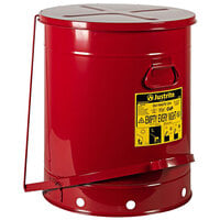 Justrite 21 Gallon Red Hands-Free Oily Waste Can