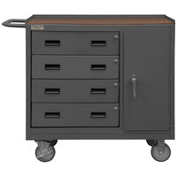 Durham Mfg 18 1/4" x 42 1/8" 1 Door 1 Shelf Mobile Hardboard Top Workstation with 4 Drawers 2211A-TH-LU-95