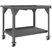 Durham Mfg 2 Shelf Mobile Heavy-Duty Steel Workbench with Back and End Stops