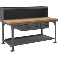 Durham Mfg 2 Shelf Extra Heavy-Duty Maple Top Workbench with Drawers and Riser