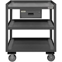 Durham Mfg 24 1/4 inch x 30 1/4 inch x 37 5/8 inch Mobile 3 Shelf Shop Desk with Drawer PSD-2430-3-D-95