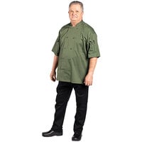 Uncommon Threads Resilience Unisex Lightweight Sea Green Customizable Short Sleeve Chef Coat 0707 - L