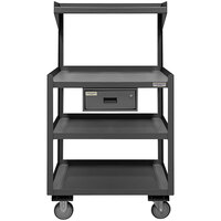 Durham Mfg 24 1/4 inch x 30 1/4 inch x 55 5/8 inch Mobile 4 Shelf Shop Desk with Drawer PSD-2430-4-D-95