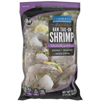 Seamazz 16/20 Size Peeled and Deveined Tail-On Raw White Shrimp 2 lb. Bag - 10/Case