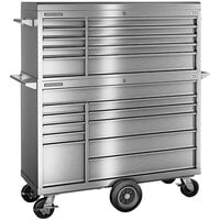 Champion Tool Storage FM Pro Series 20 inch x 54 inch Stainless Steel 21-Drawer Top Chest / Mobile Storage Cabinet with Maintenance Cart FMPS5421MC