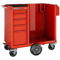 Champion Tool Storage FM Pro 15 inch x 20 inch Red 5-Drawer Cabinet with 41 inch Sanitation Cart FMP1505LMCS-RD