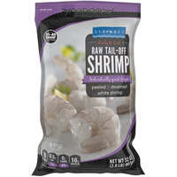 Seamazz 31/40 Size Peeled and Deveined Tail-Off Raw White Shrimp 2 lb. Bag - 10/Case