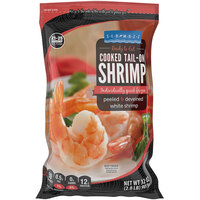 Seamazz 21/25 Size Peeled and Deveined Tail-On Cooked White Shrimp 2 lb. Bag - 5/Case